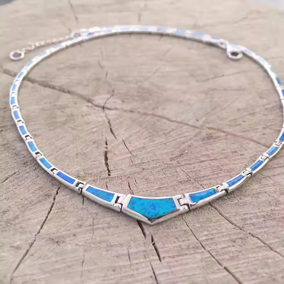 Μικρογραφία: Blue Opal 925 Silver Necklace