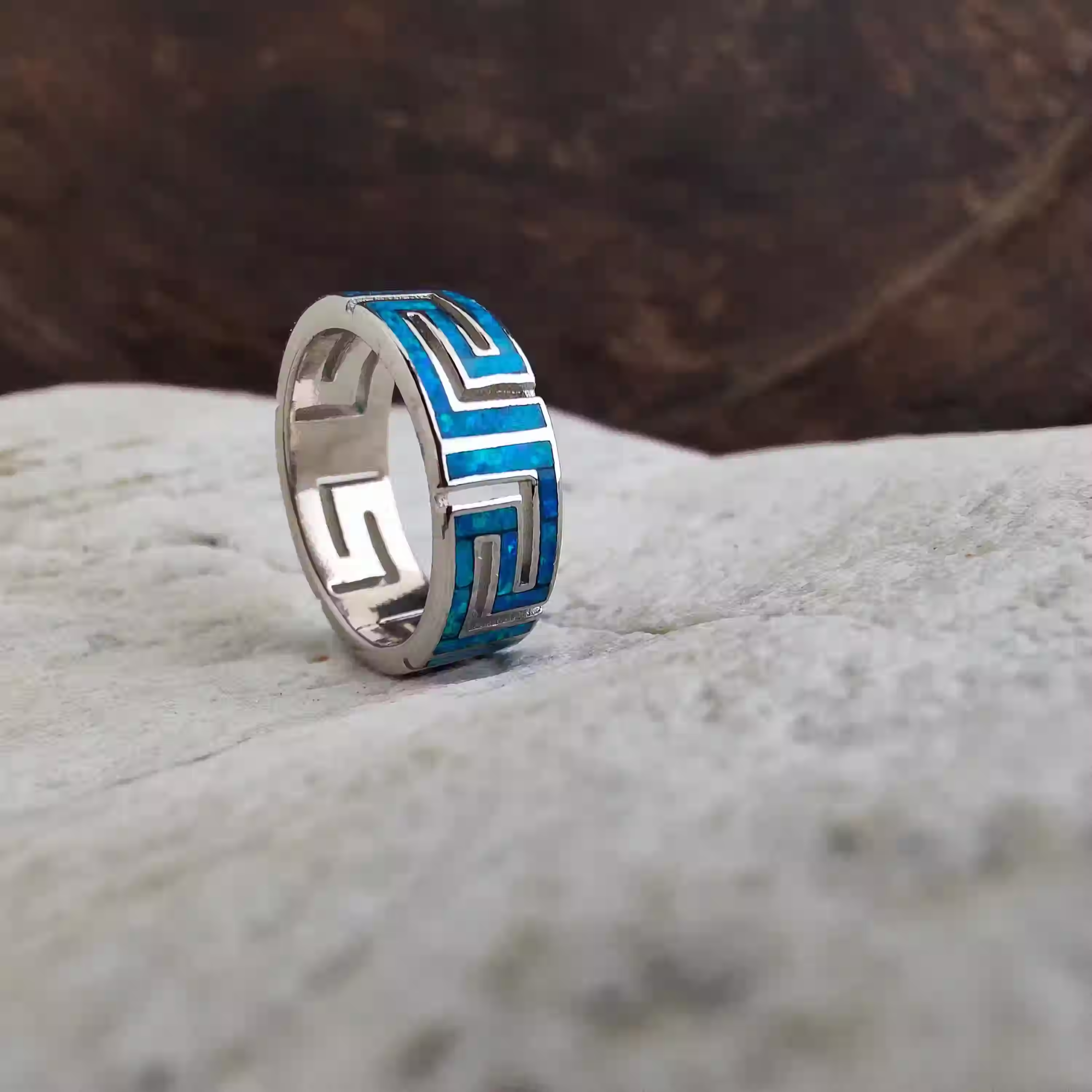 Meander Blue Opal, 925 Silver ring
