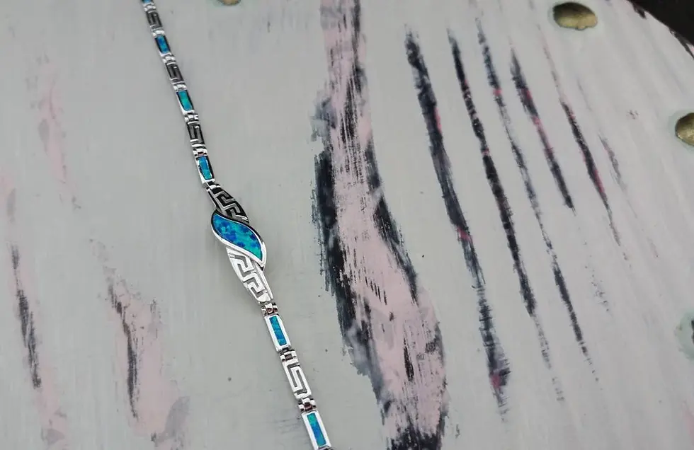 Μικρογραφία: Blue Opal Meander 925 Silver Bracelet