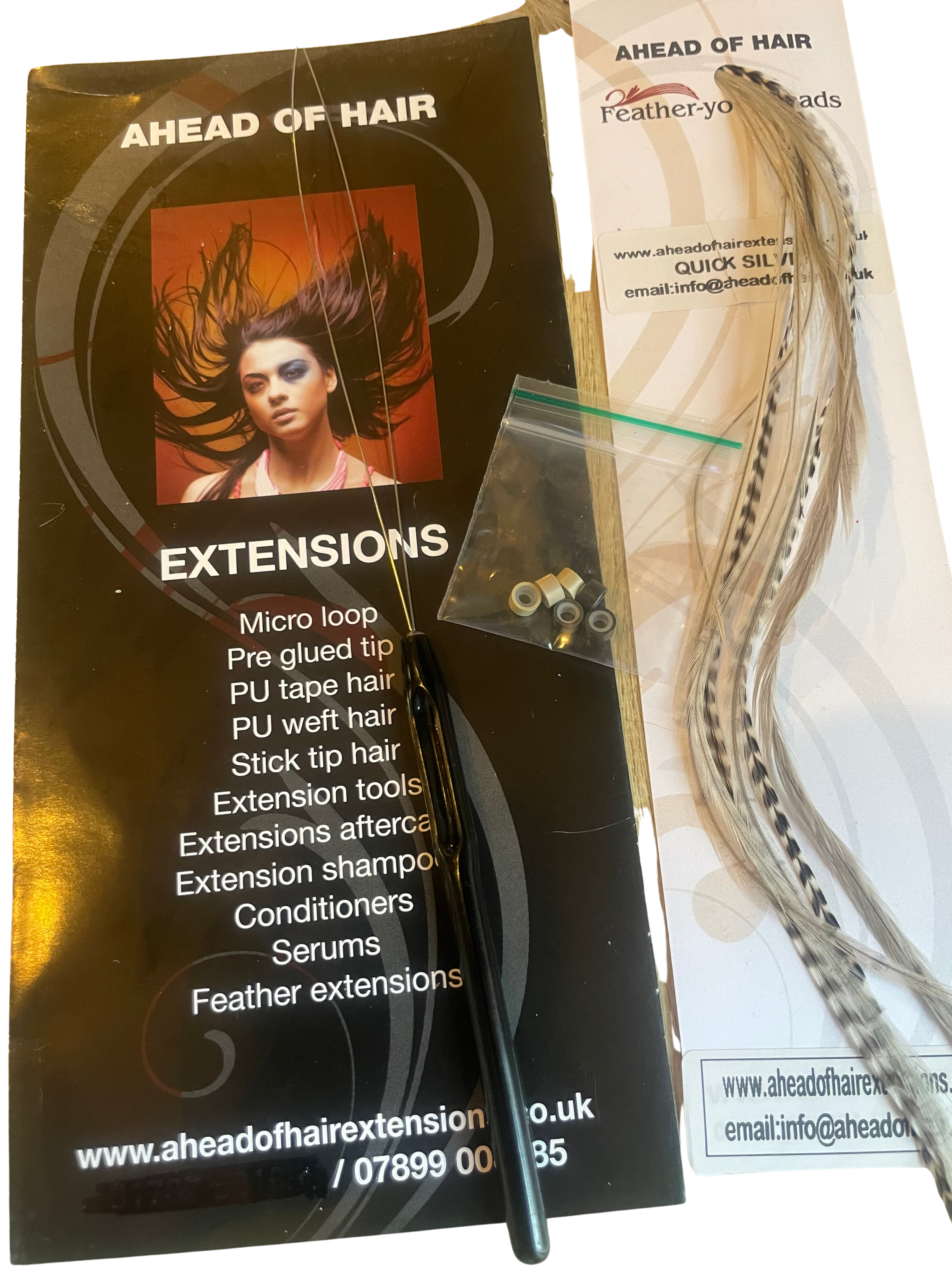 Hair feather Extension kit Quick Silver