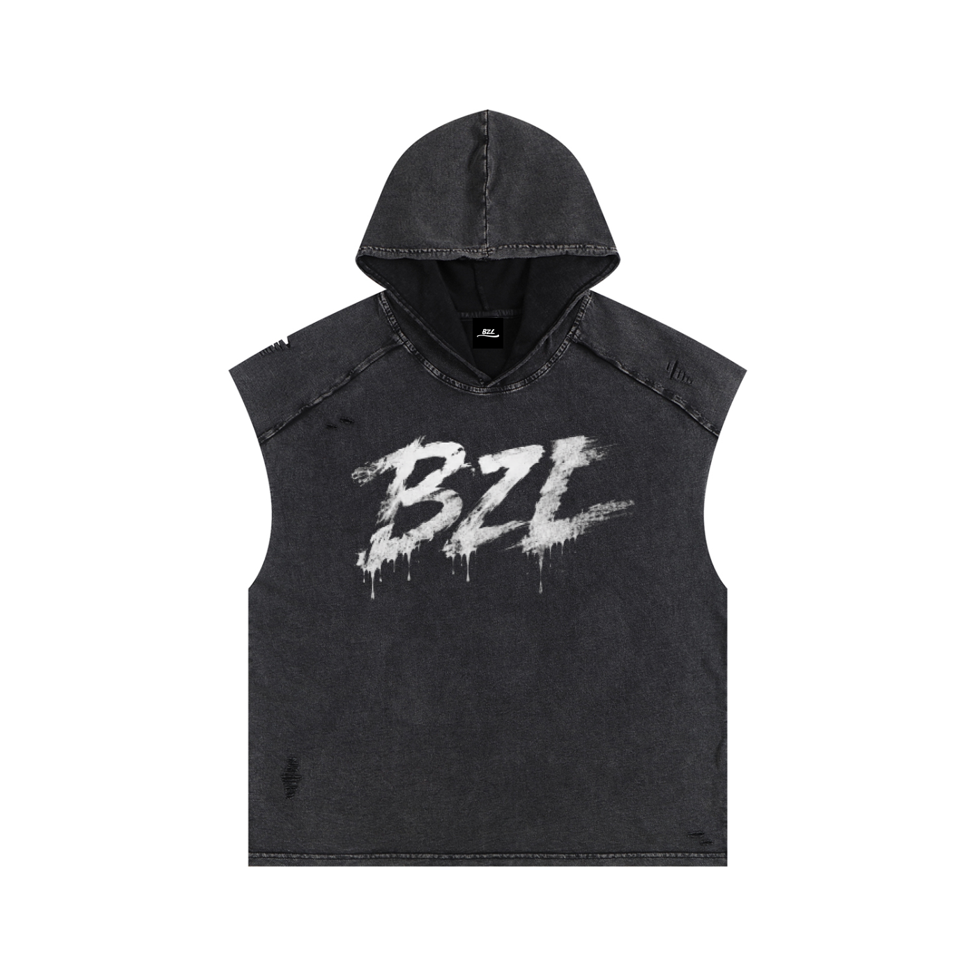 BZL Snow Washed Boxy Hooded Tank Top