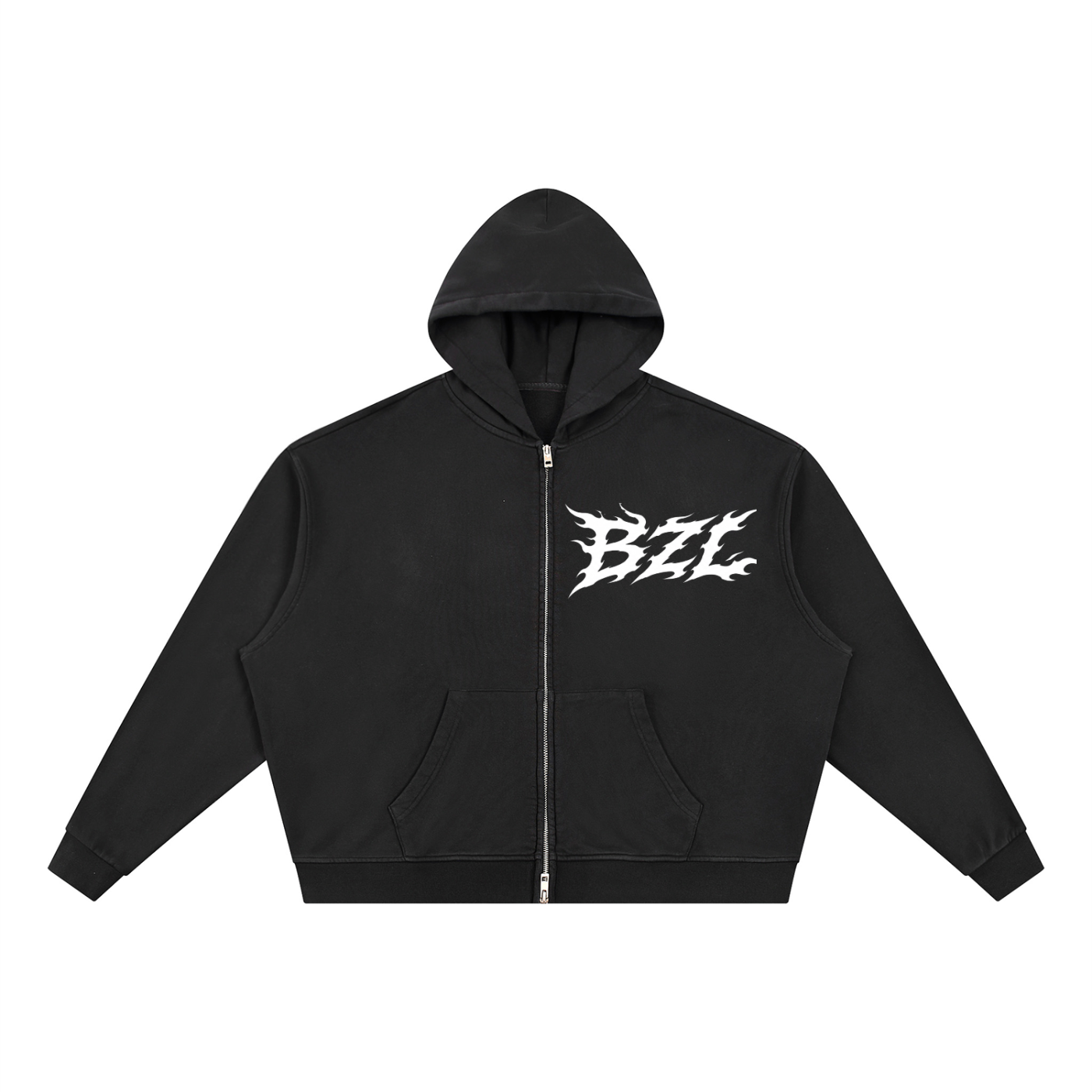 BZL Vintage Wash Full Zip Boxy Hoodie