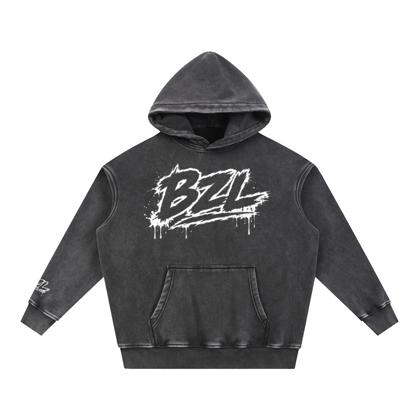 BZL Men's Snow Wash Fleece Oversize Hoodie