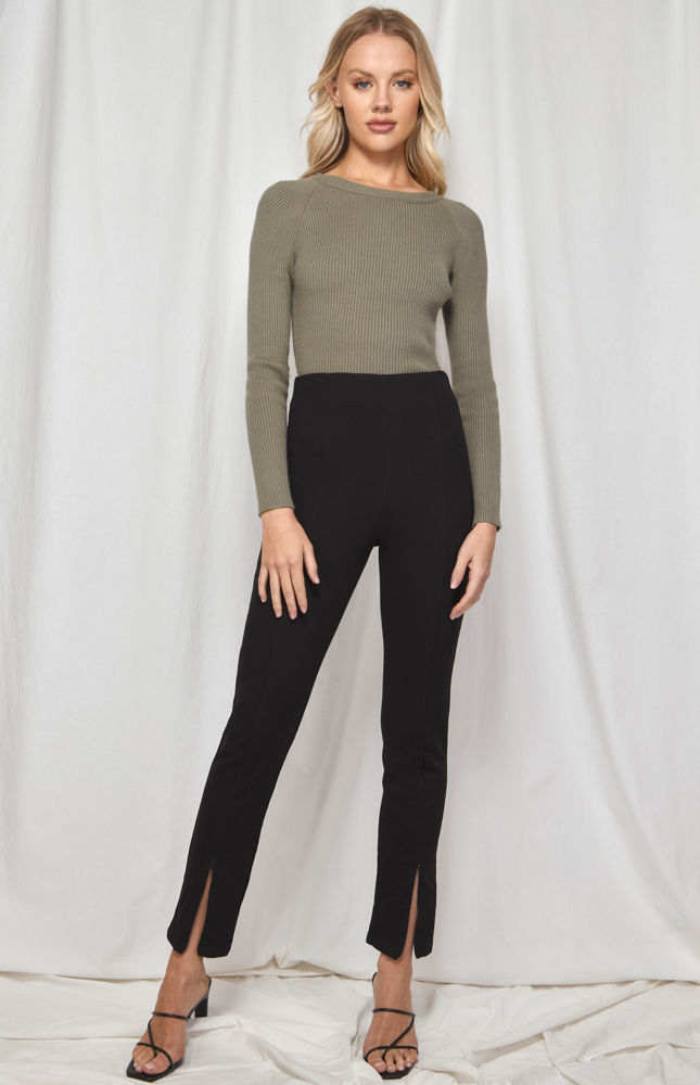 High Waist Zip Hem Pants