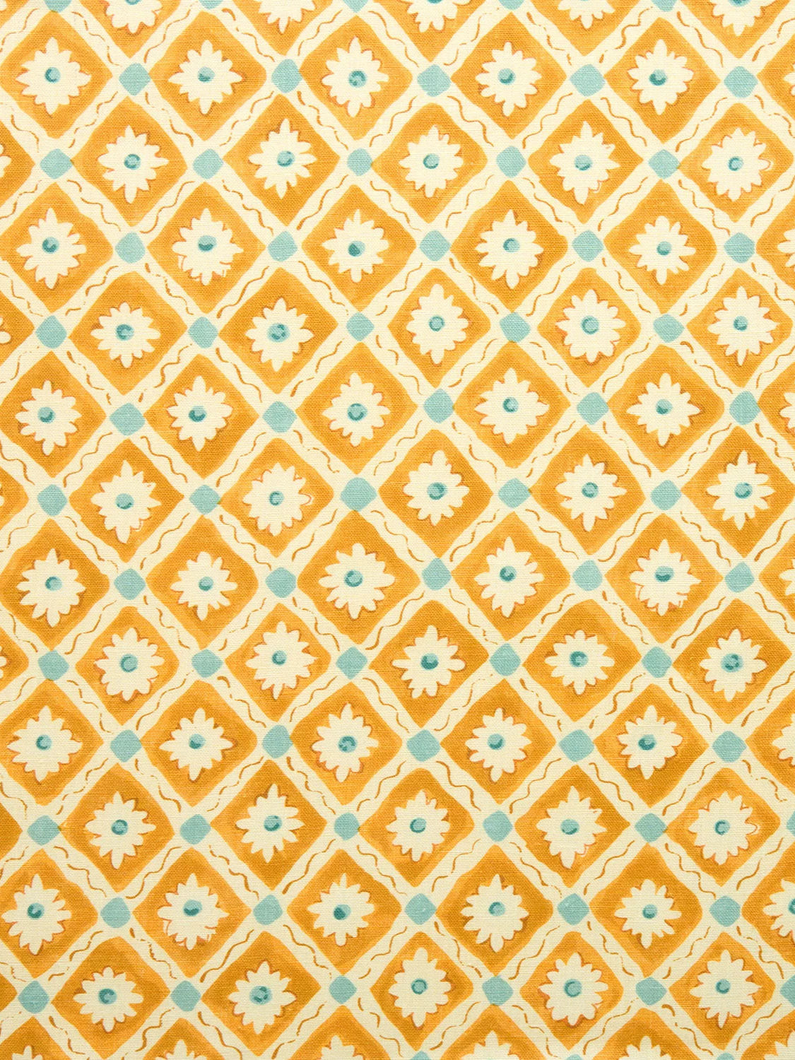 Fabric Sample ~ Daisy Trellis ~ Mustard