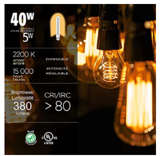 Thumbnail: Luminus LED 5W = 40W T10 Vintage Bulb 2200K Dimmable