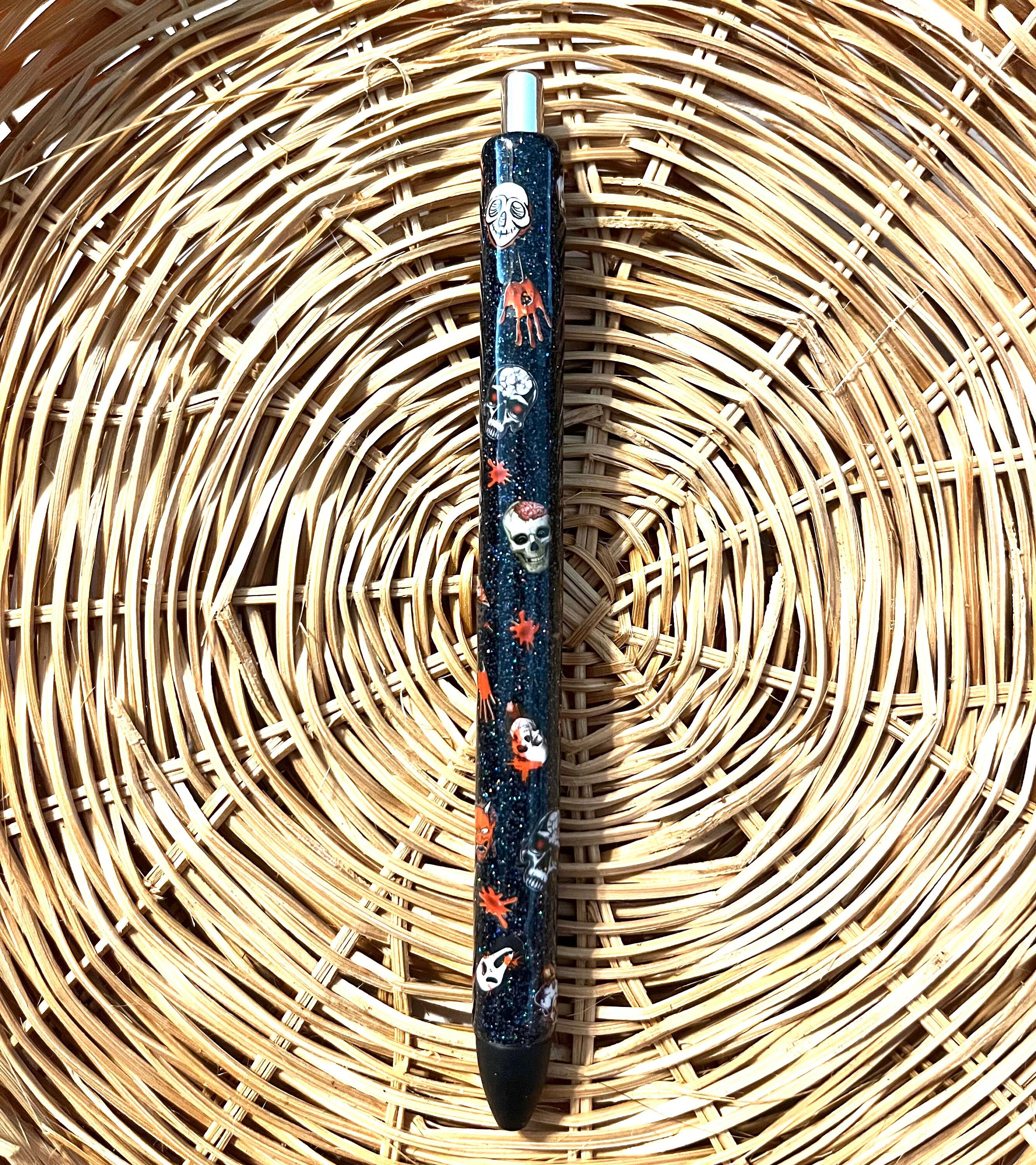 Halloween glitter pen, skull glitter pen, horror glitter pen