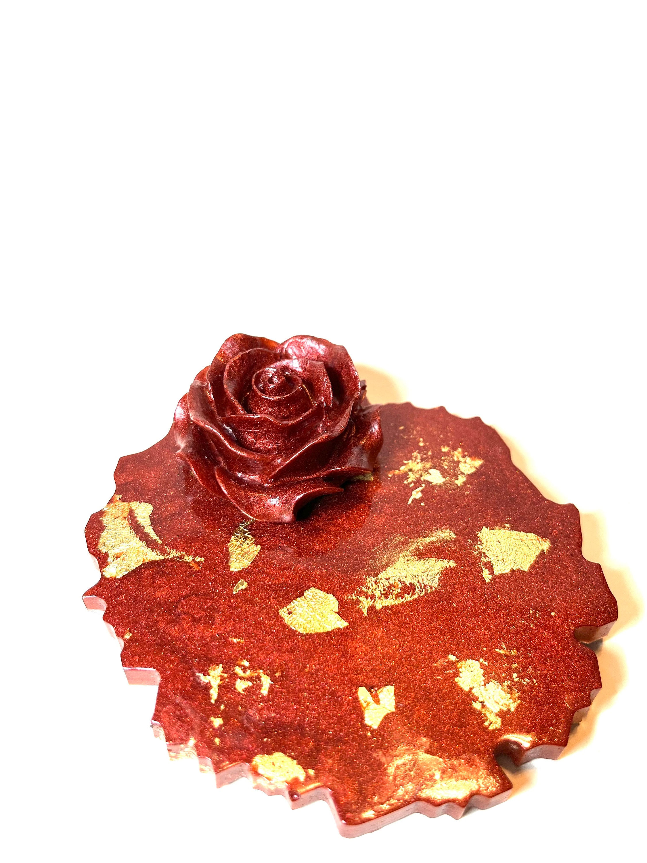 Resin trinket dish, rose dish, rose trinket dish, resin ring tray,
