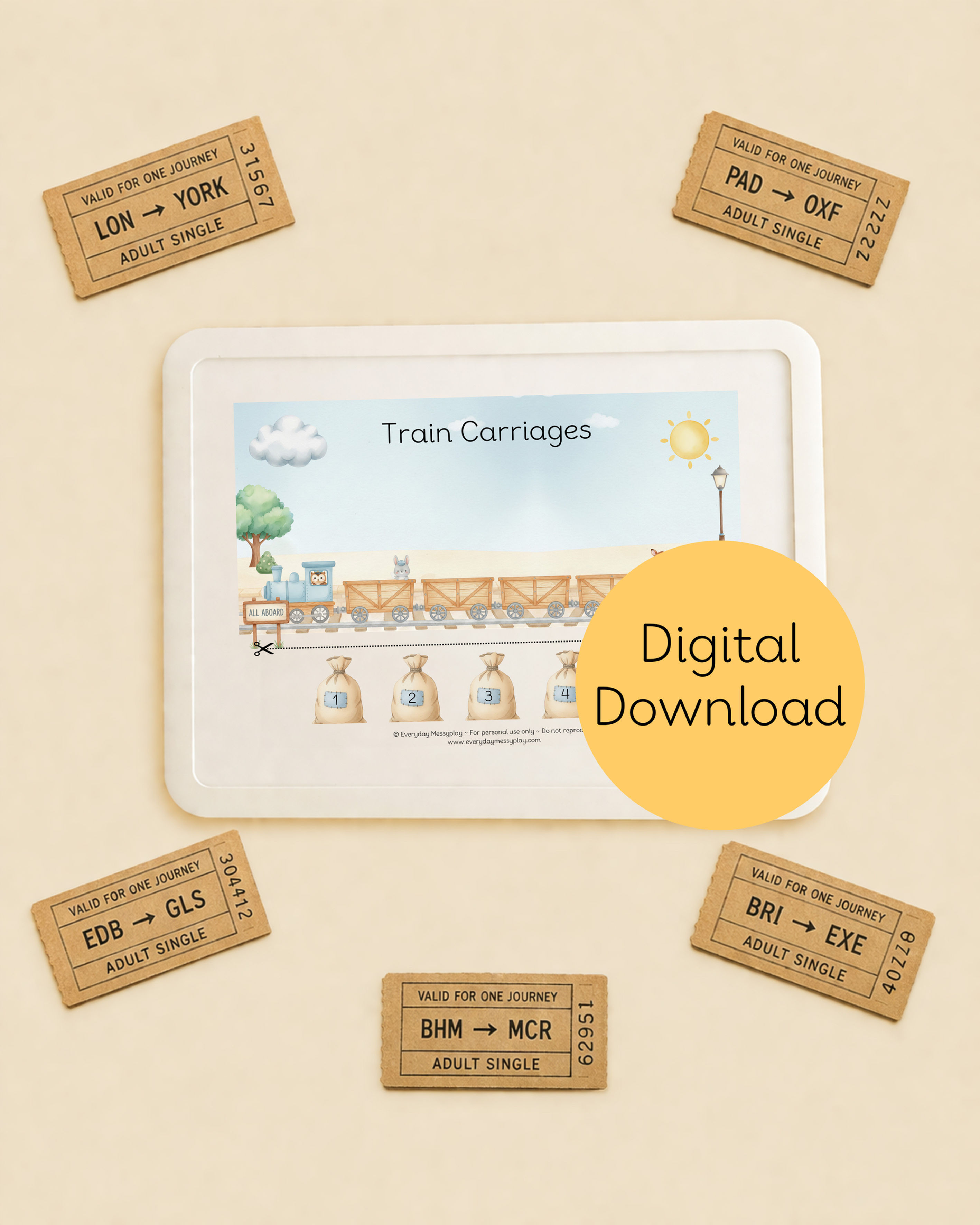 Train Carriages Number Ordering - Digital Download