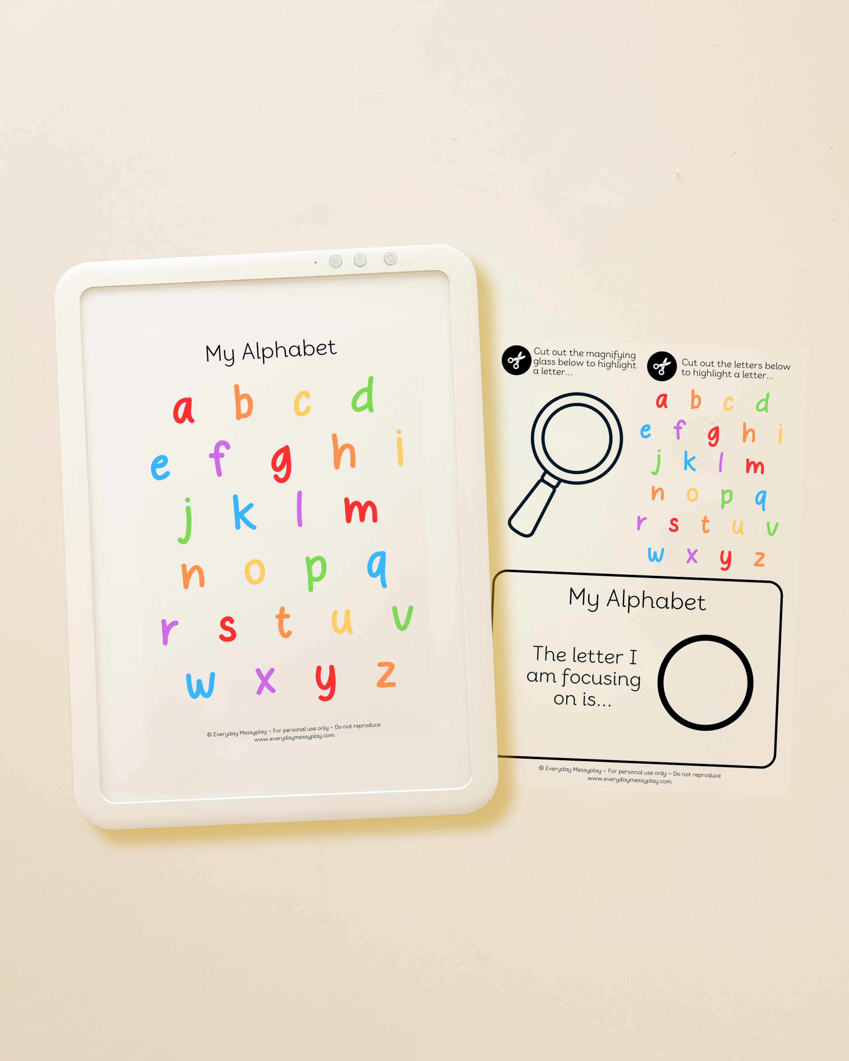 Colourful Alphabet - In Order Letters - Lightbox Sheet