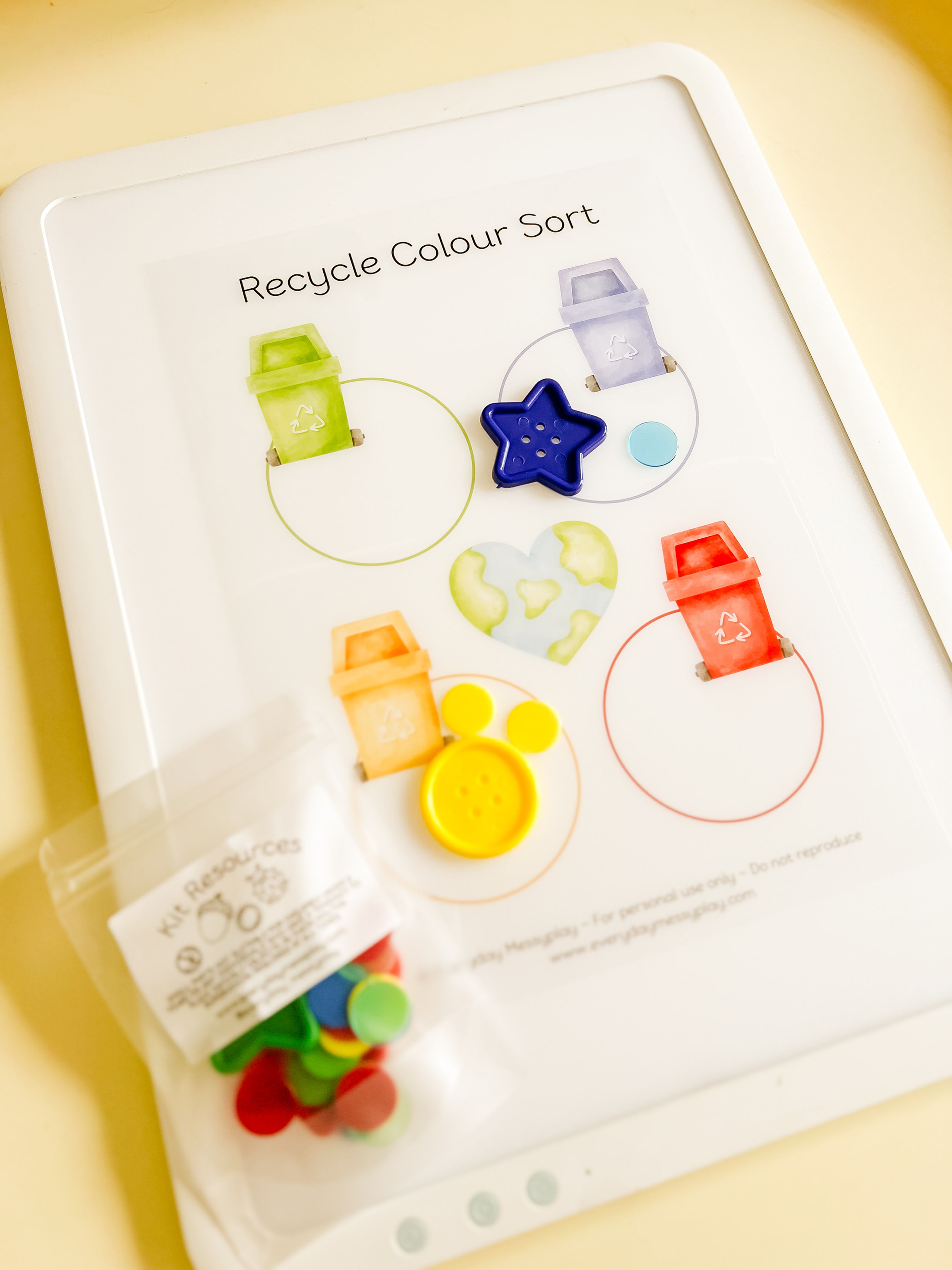 Recycling Colour Sort Lightbox Sheet