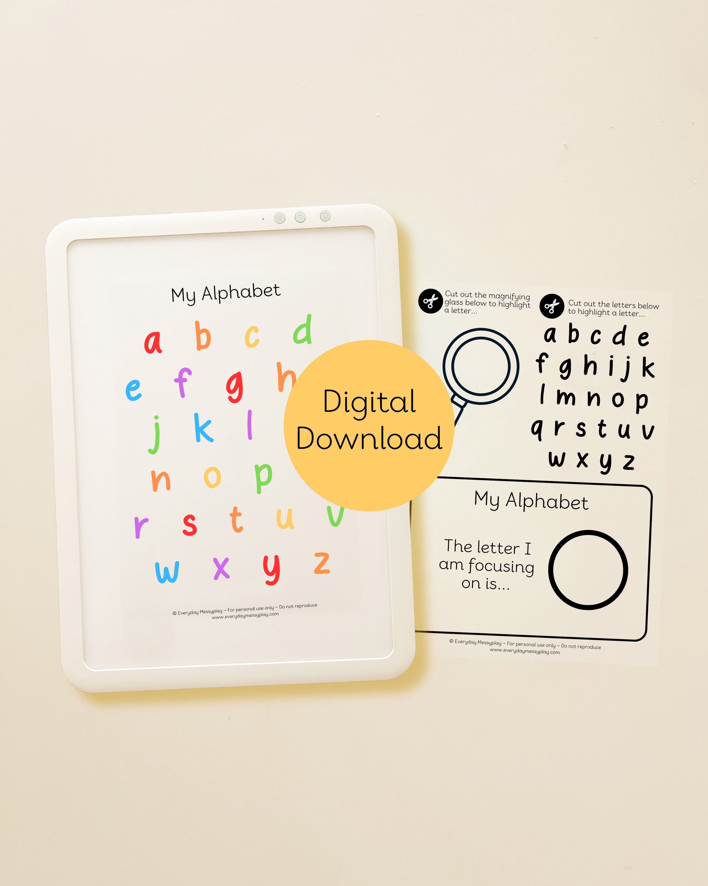 Colourful Alphabet - In Order Letters - Digital Download