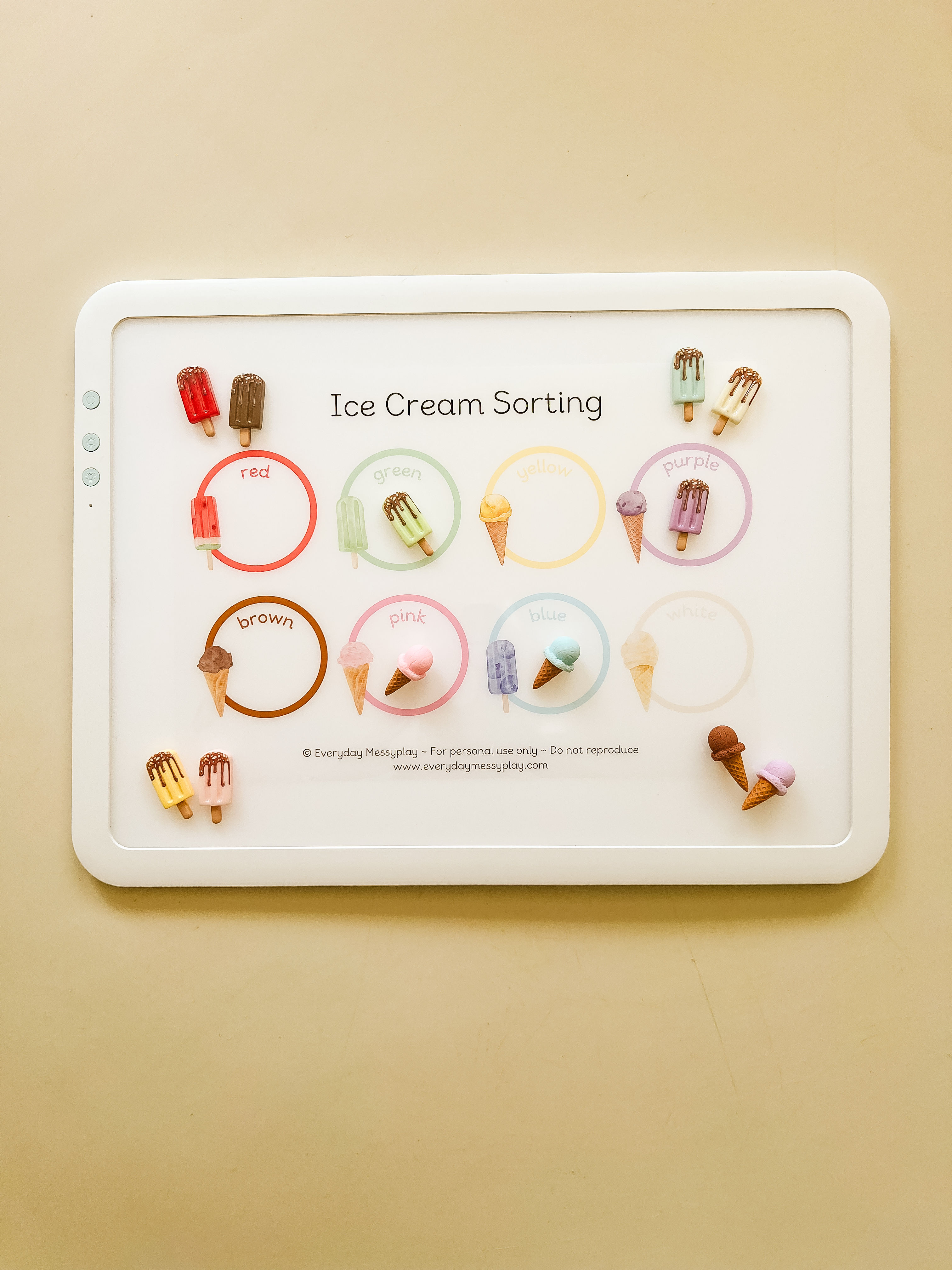 Ice Cream Sorting Lightbox Sheet