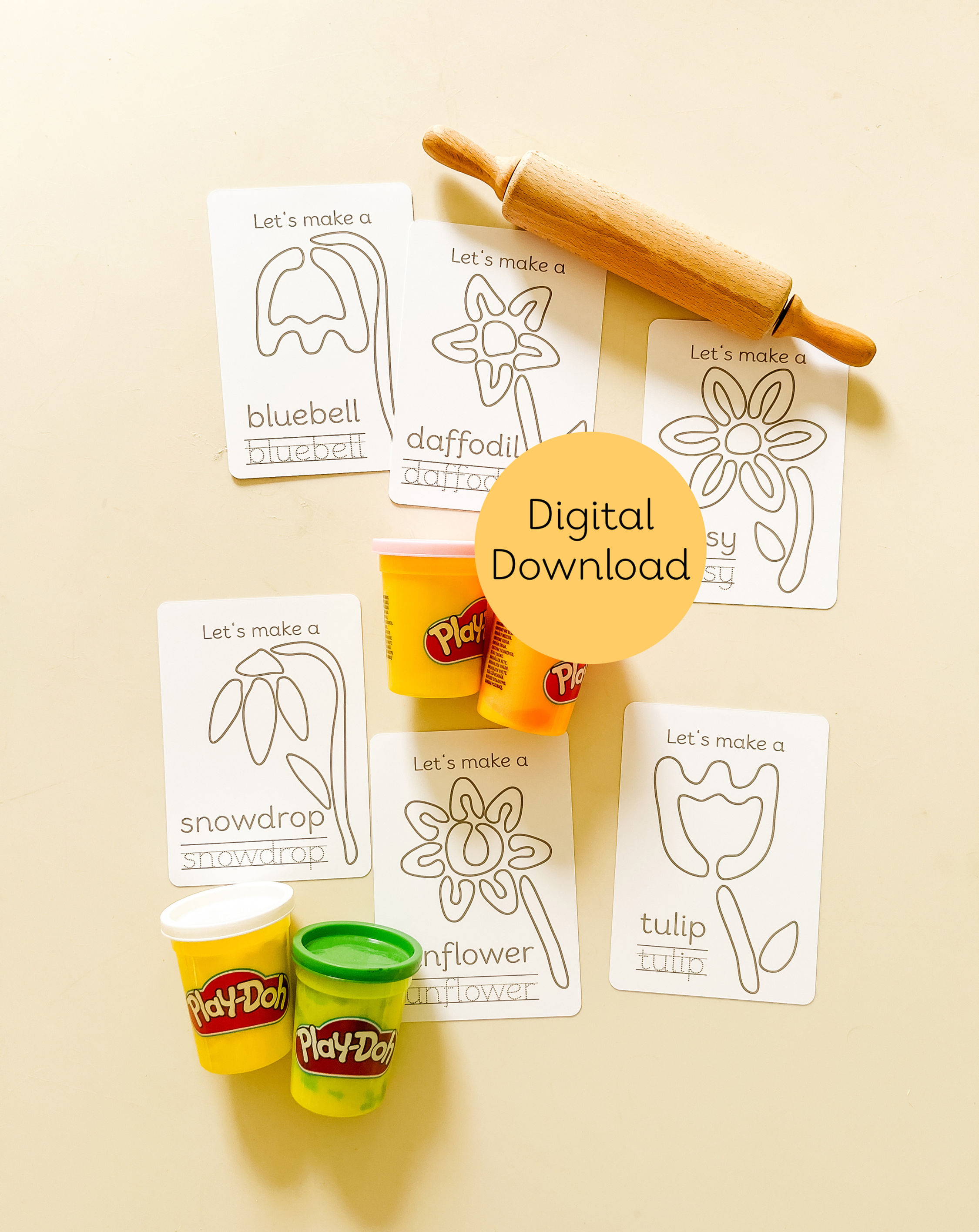 Flowers Finger Gym Flashcards - Digital Download