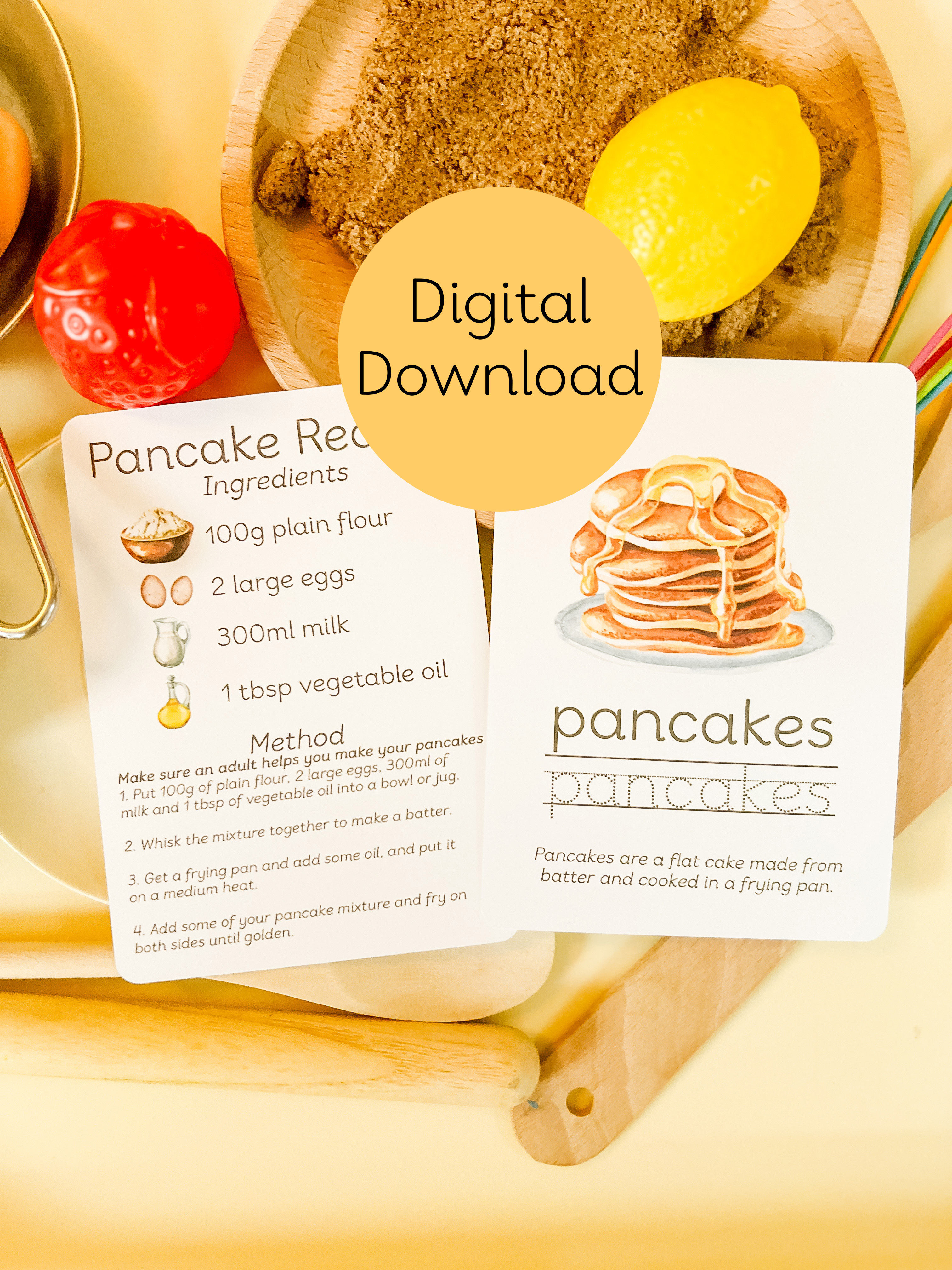 Pancakes Flashcards - Digital Download