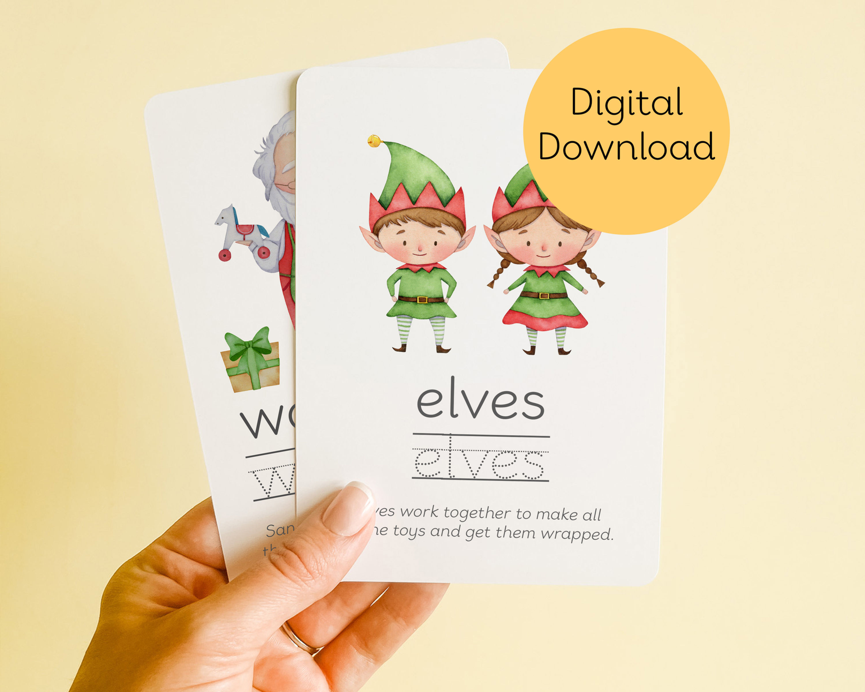 Santa's Workshop Flashcards - Digital Download