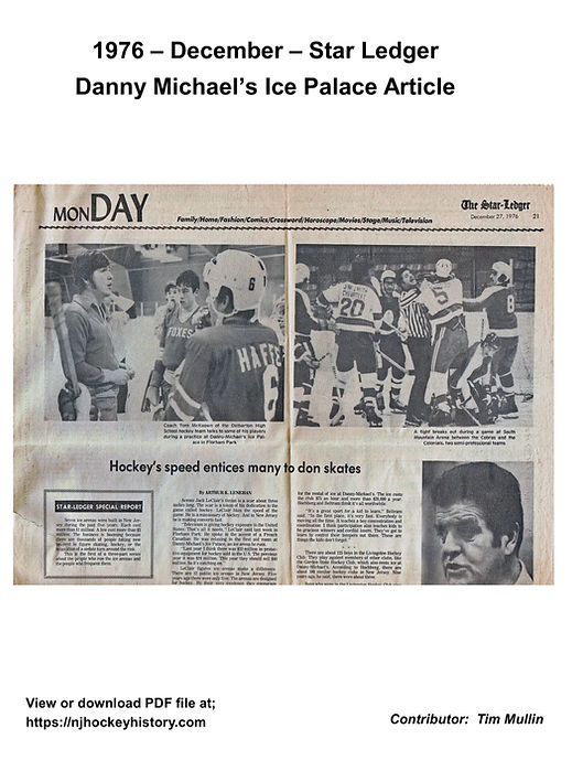 1976 Star Ledger Article - Danny Michaels