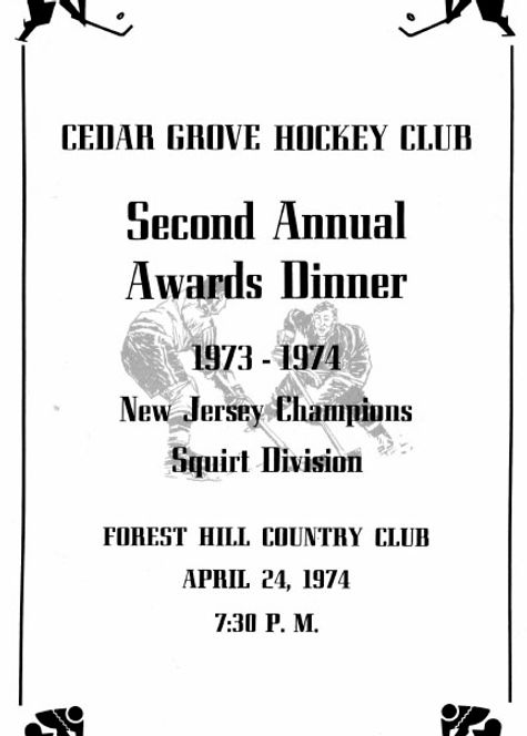 1973-74 Cedar Grove Hockey Club Program