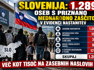 🇸🇮 SLOVENIJA: 1.289 OSEB S PRIZNANO MEDNARODNO ZAŠČITO V EVIDENCI NASTANITEV – VEČ KOT TISOČ NA ZASEBNIH NASLOVIH!