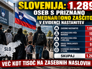 🇸🇮 SLOVENIJA: 1.289 OSEB S PRIZNANO MEDNARODNO ZAŠČITO V EVIDENCI NASTANITEV – VEČ KOT TISOČ NA ZASEBNIH NASLOVIH!