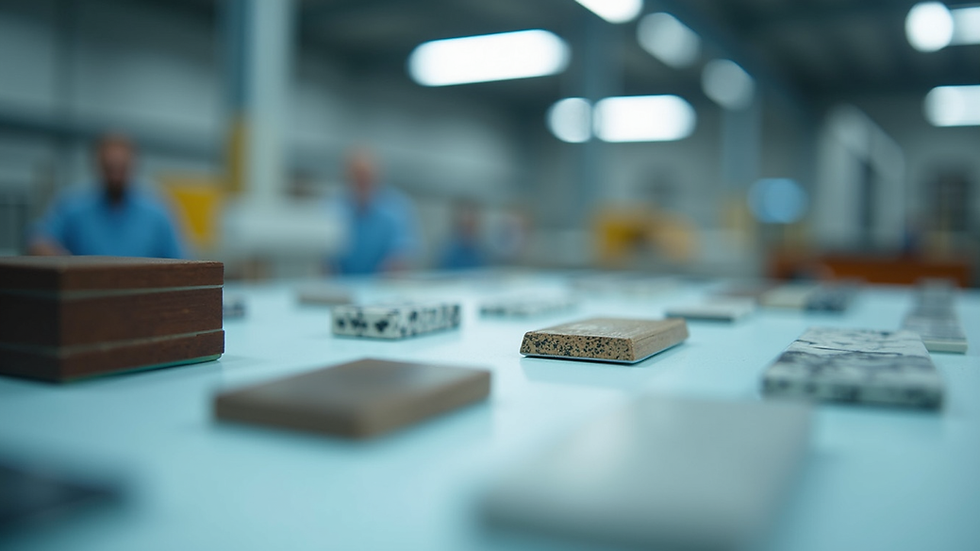 Close-up view of product samples laid out for quality inspection