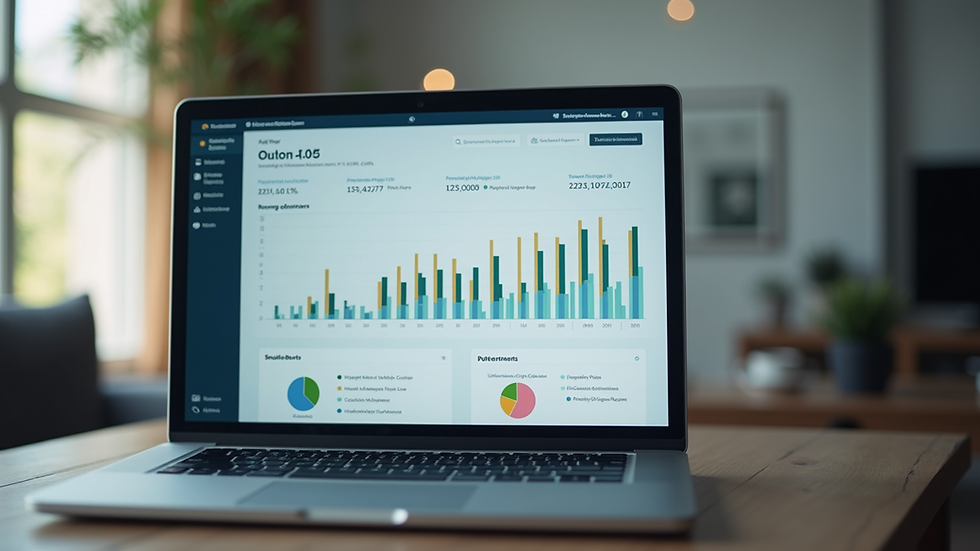 Eye-level view of a laptop screen showing a CRM dashboard with sales data