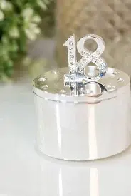 Milestones Silver Plated Trinket Box with Crystal - 18