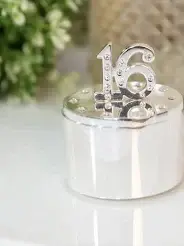 Milestones Silver Plated Trinket Box with Crystal - 16