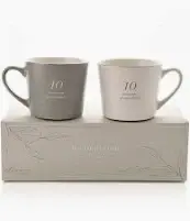 Amore Set of 2 Grey & White Mugs - 10th Anniversary