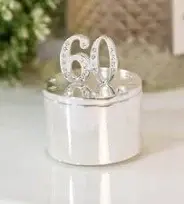 Milestones Silver Plated Trinket Box with Crystal - 60