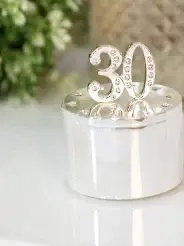 Milestones Silver Plated Trinket Box with Crystal - 30