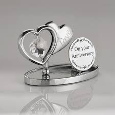 Crystocraft Chrome Plated Love Heart Plaque - On Your Anniversary
