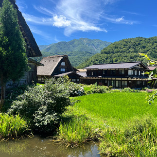 Shirakawa against a blue sky