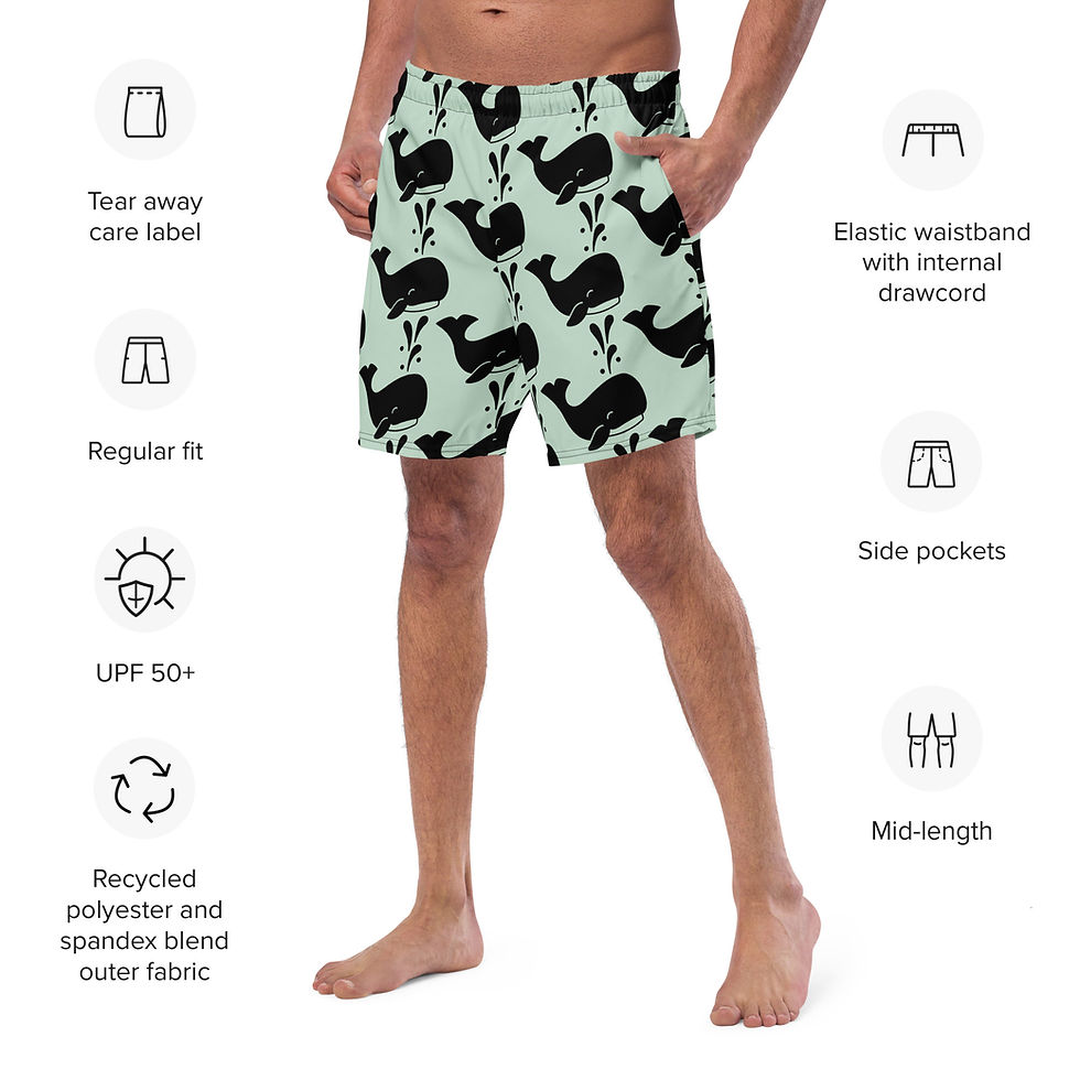 Thumbnail: WOD Society Oh Whale All-Over Print Recycled Swim Trunks