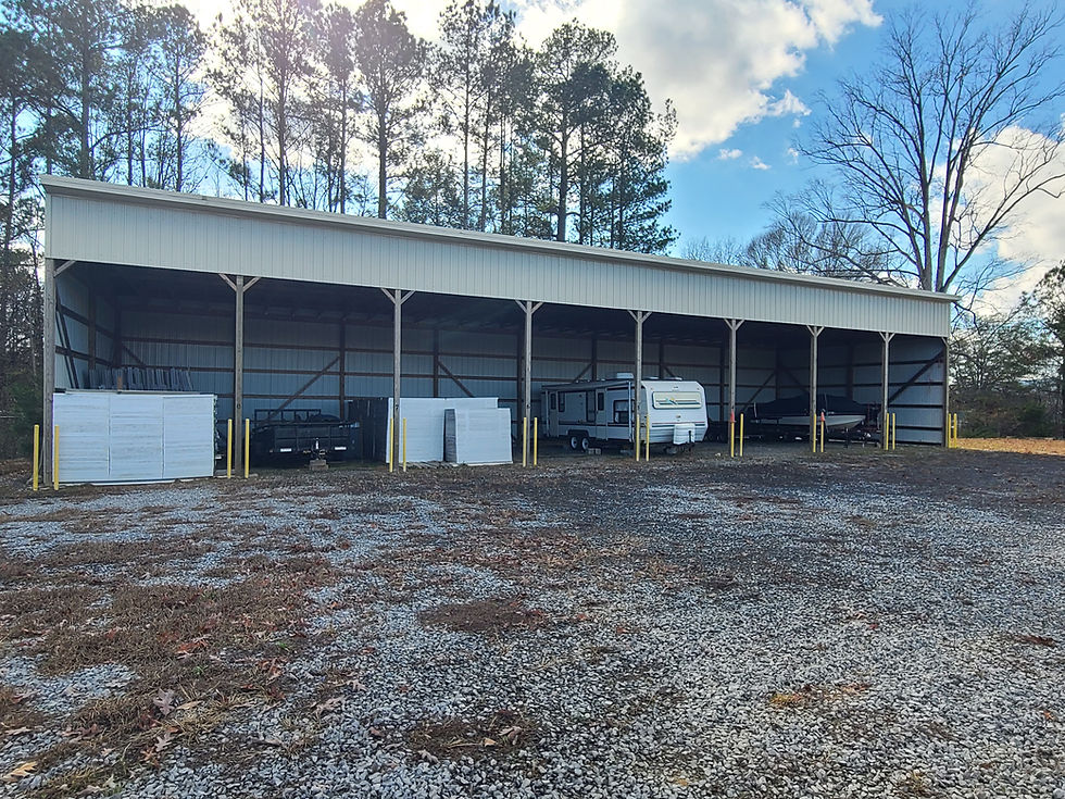 covered boat and RV storage shed
