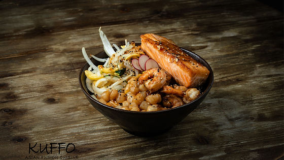 KUFFO TEPPANYAKI SEAFOOD (salmon, shrimp and scallops)