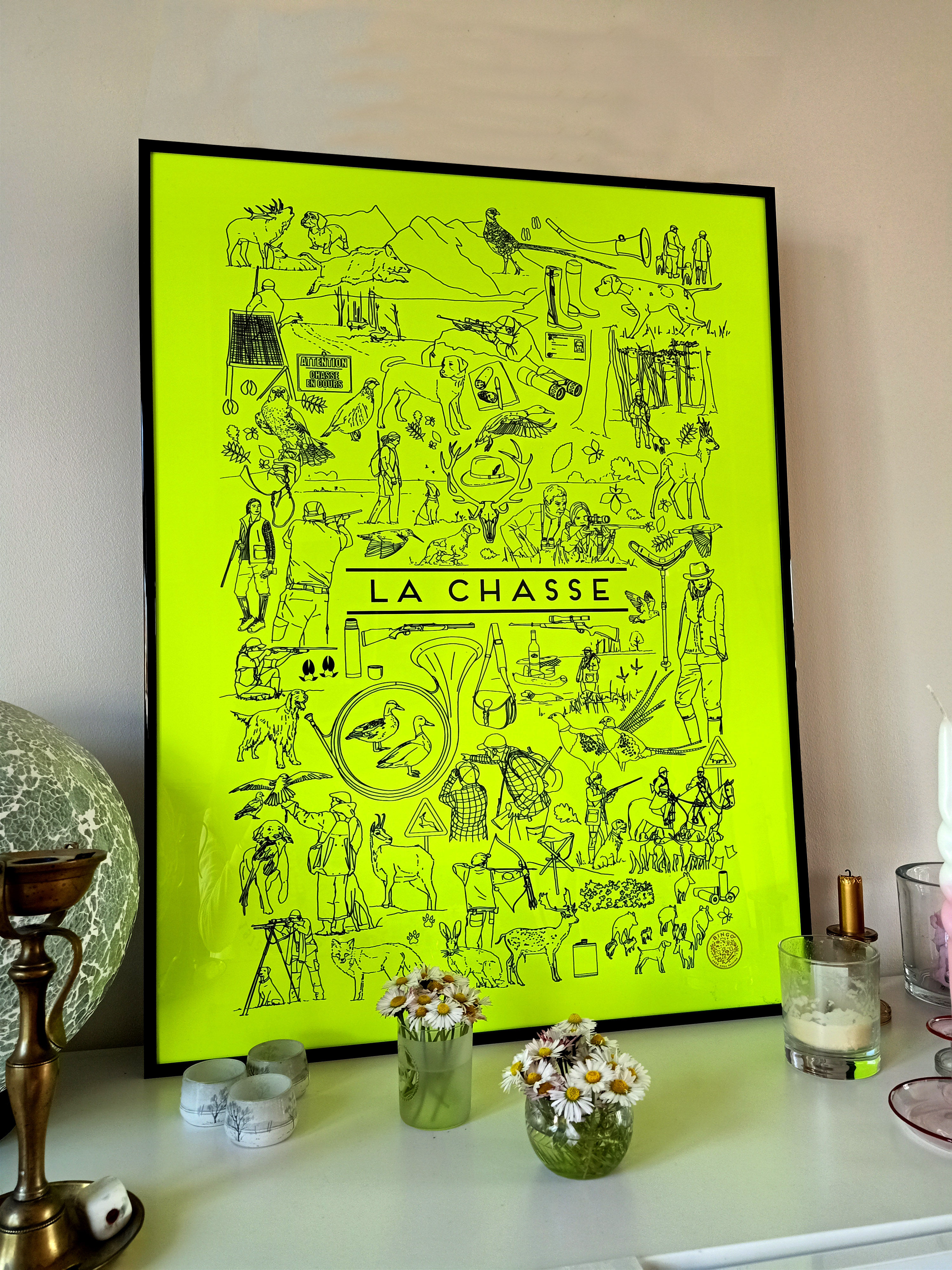 affiche illustrée FLUO CHASSE