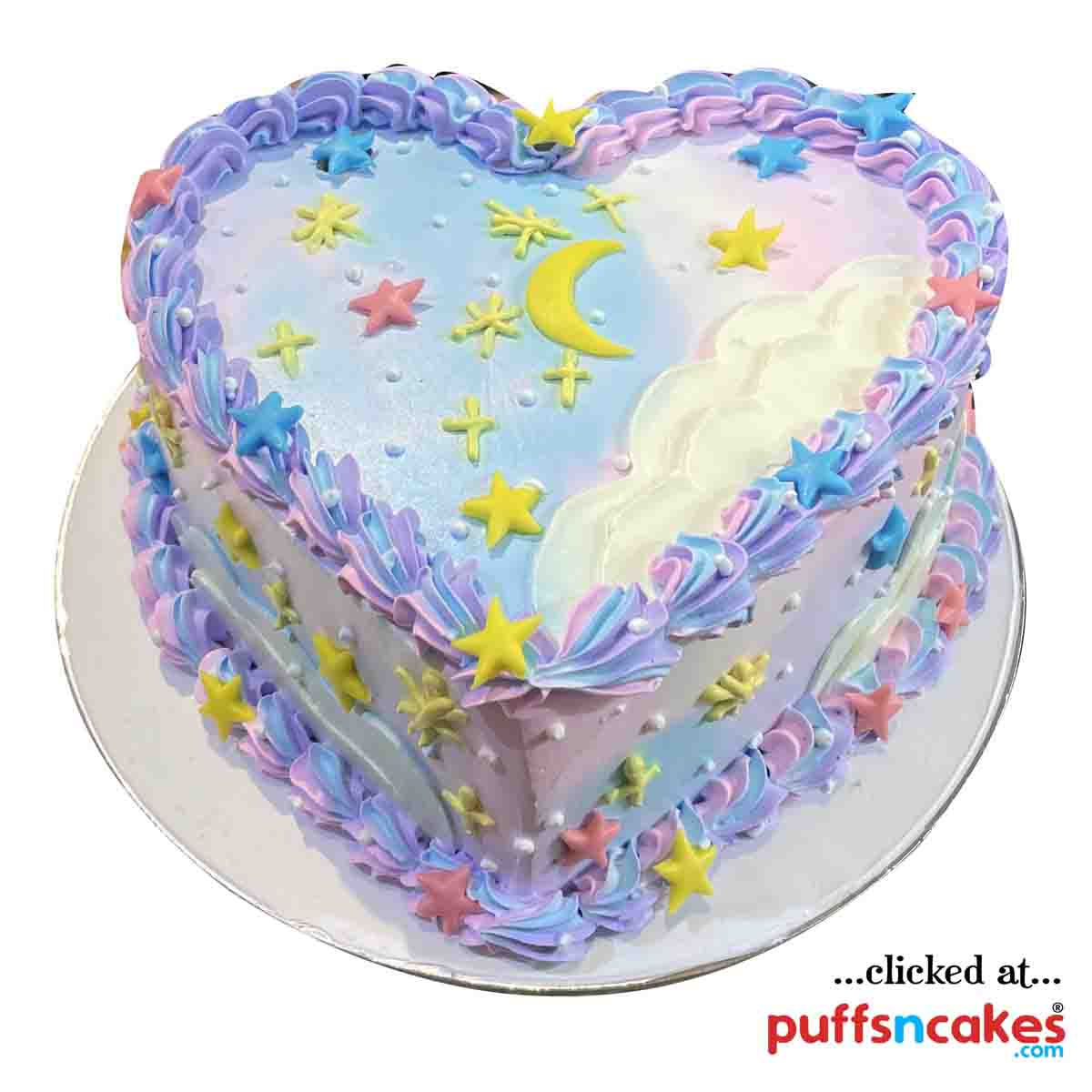 (1562) Heart Shape Colourful Cute Cake
