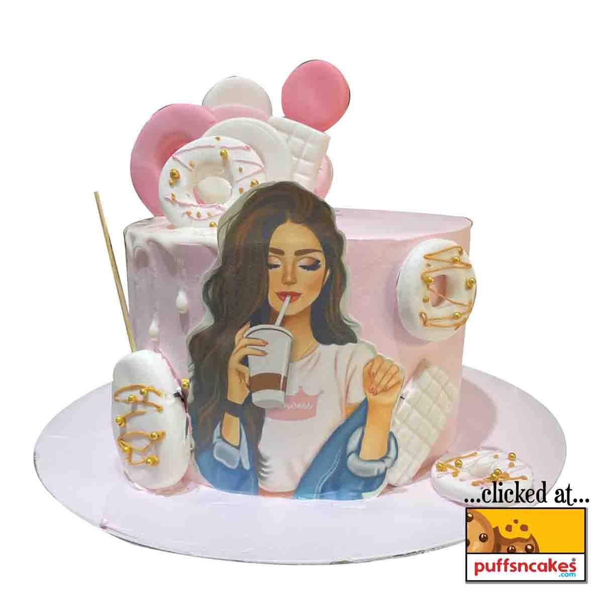 (1486) Diva Theme Semi Fondant Cake