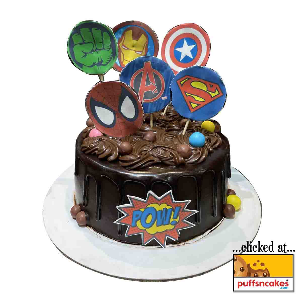 (1330) Superhero Avengers Theme Choco Cake