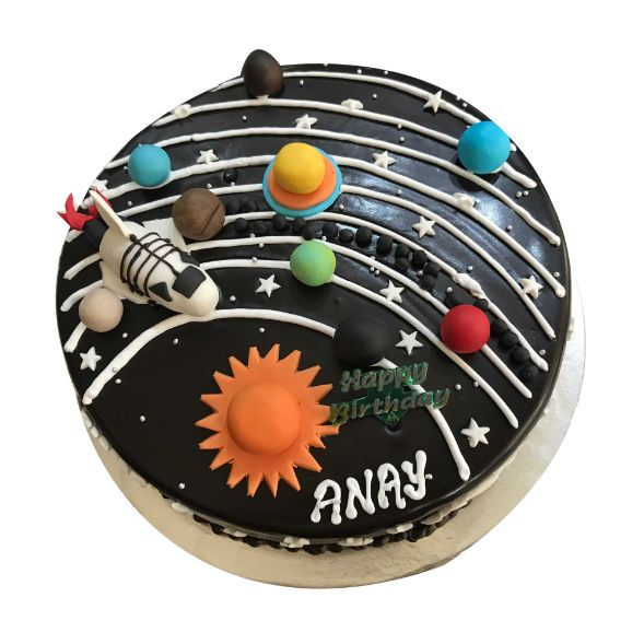 (607) Space Ship Solar System Astronaut Theme Cake