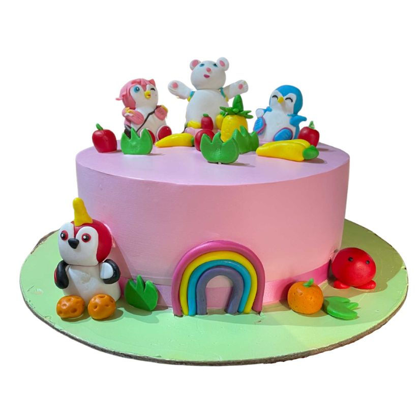 (727) Birds Animals Kids Theme Semi Fondant Cake