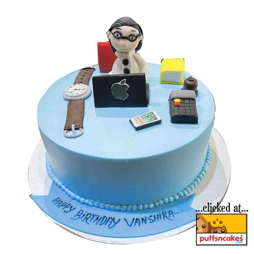 (1276) Workaholic Theme Semi Fondant Cake | puffsncakes.com | 1260/-