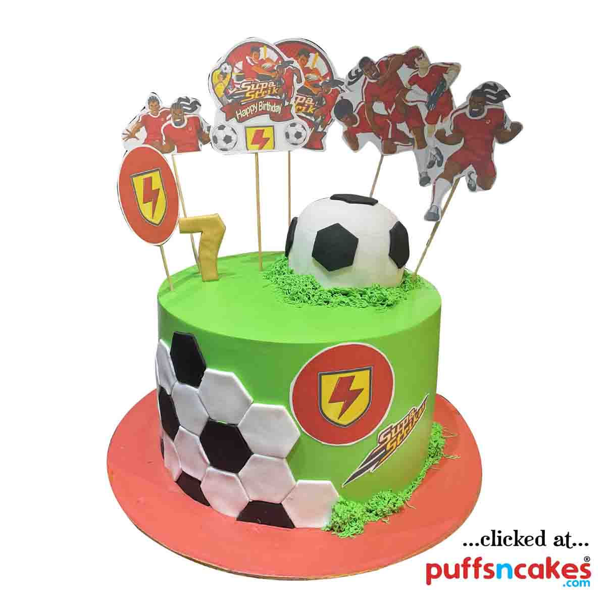 (1662) Supa Strikas Football Sports Theme Semi Fondant Cake
