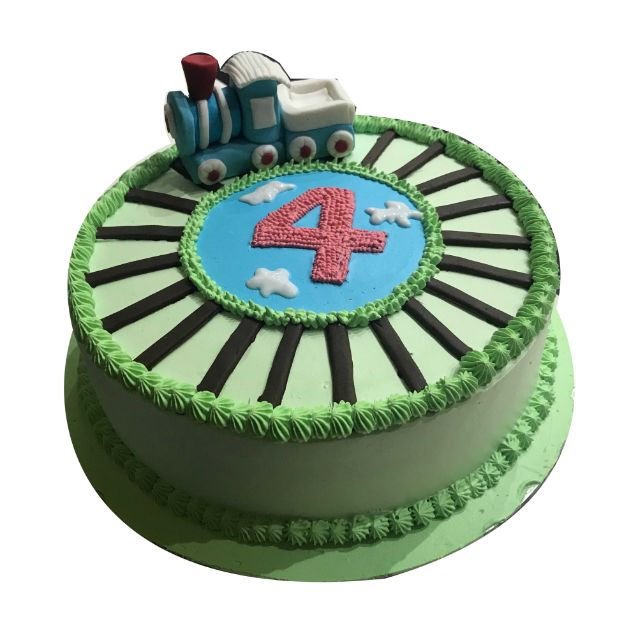 (610) Thomas Engine Train Track Theme Semi Fondant Cake