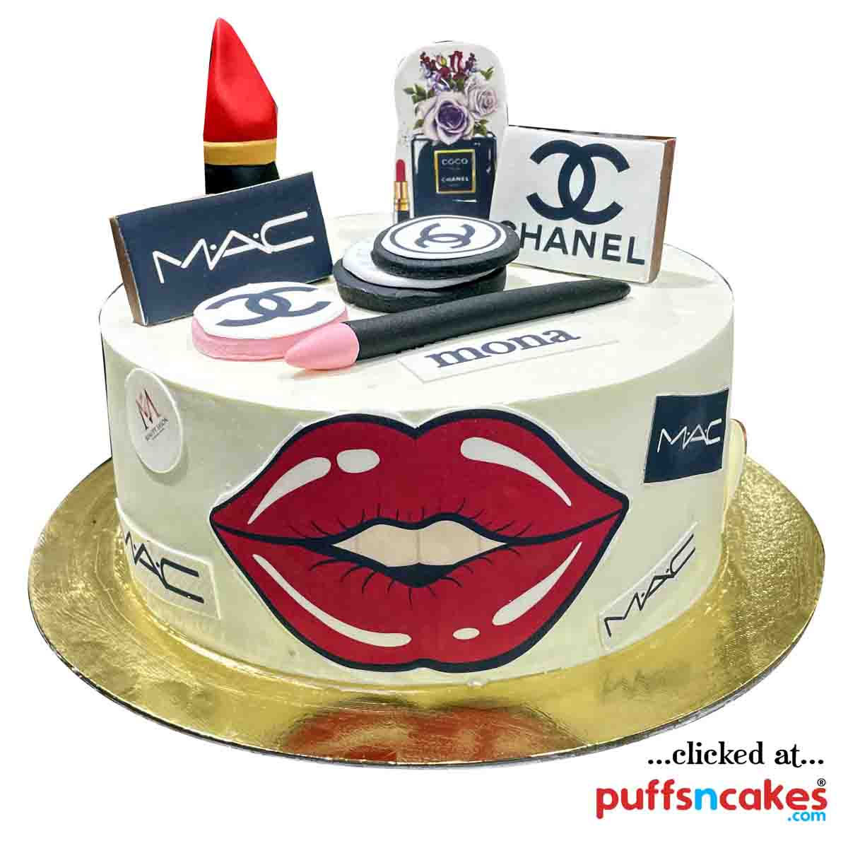 (2171) Makeup Cosmetics Diva Model Theme Semi Fondant Cake
