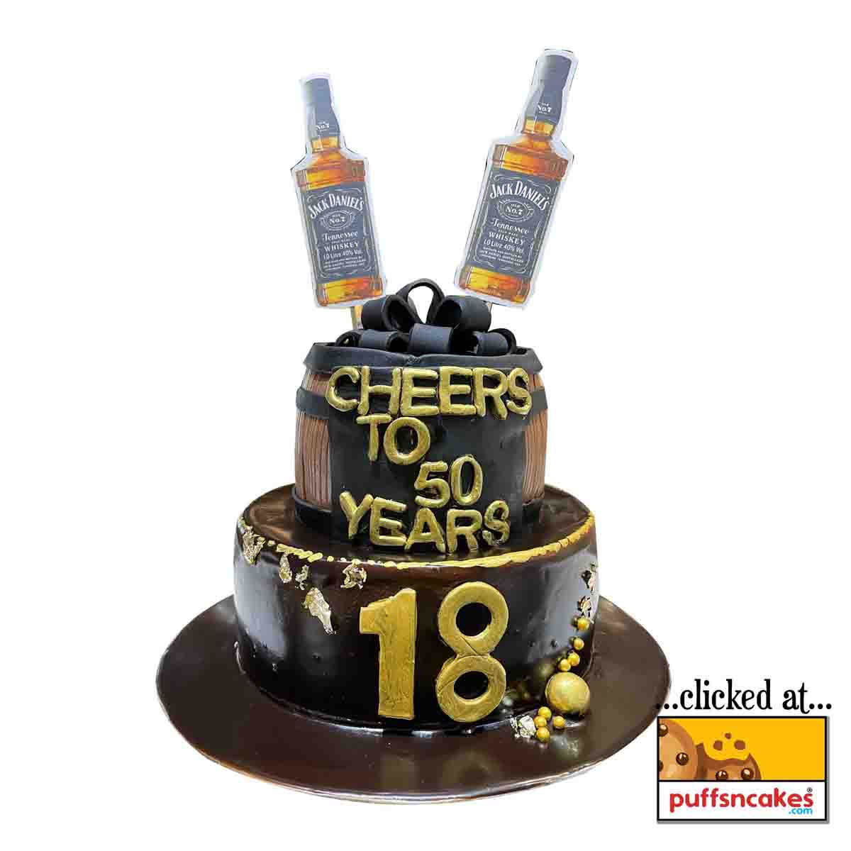 (1407) Cheers Liquor Barrel Theme Cake
