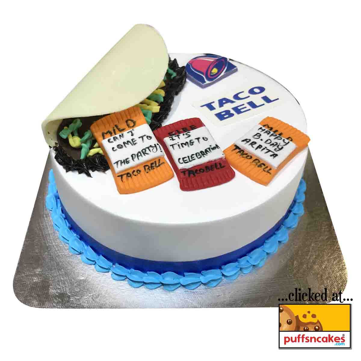 (987) Taco Bell Foodie Lover Theme Semi Fondant Cake