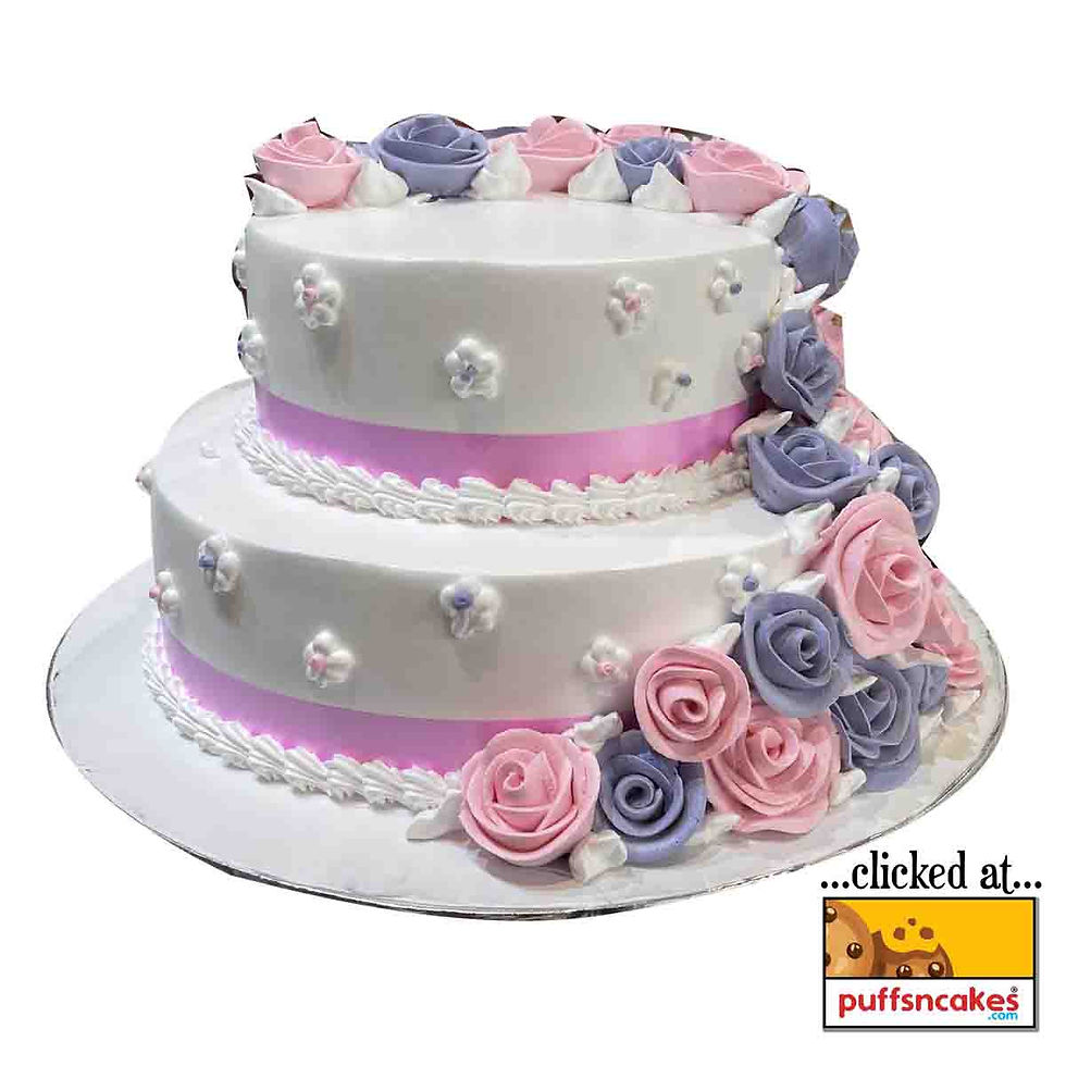 (910) General Theme Pink Purple Floral Cake