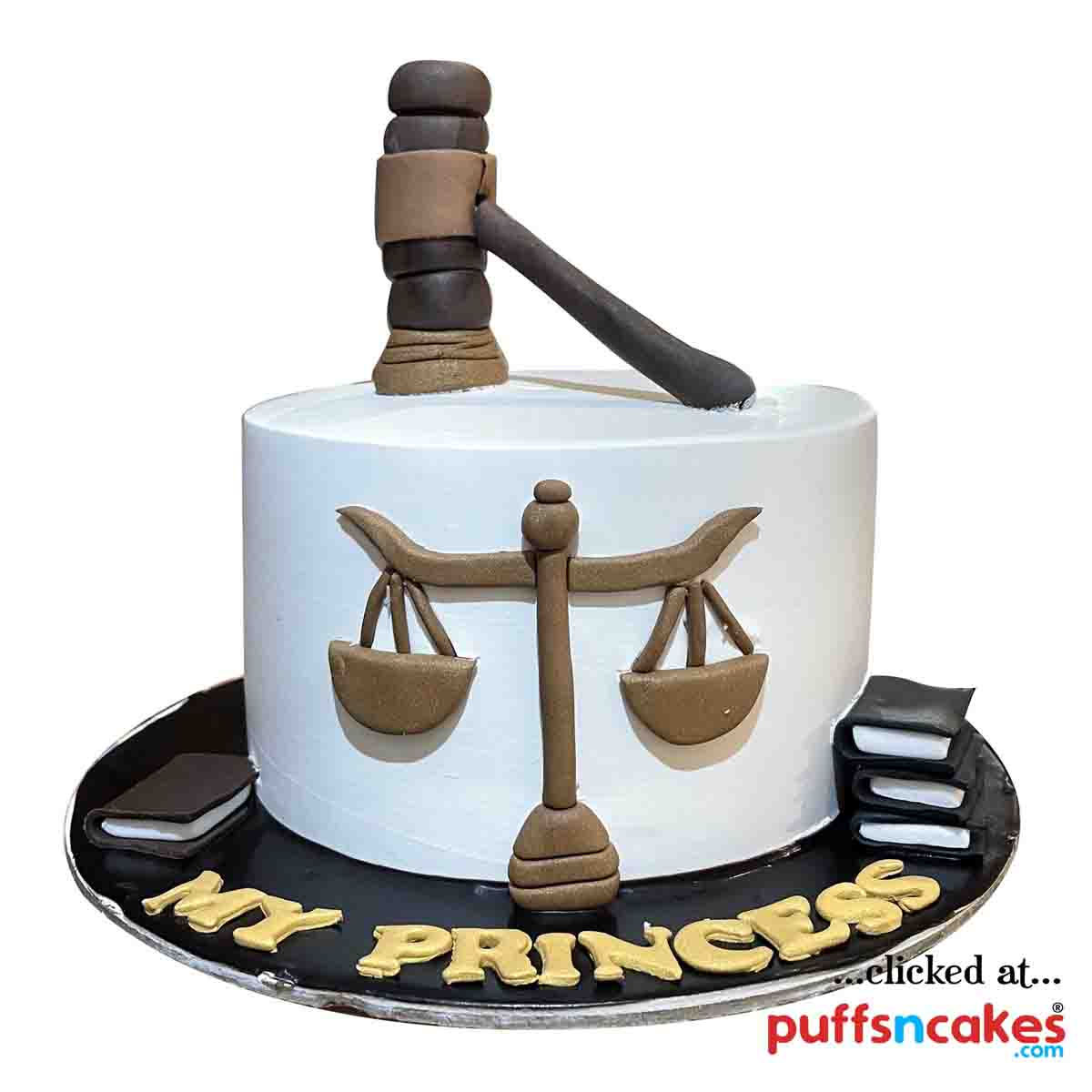 (2077) Judge Lawyer Advocate Theme Semi Fondant Cake